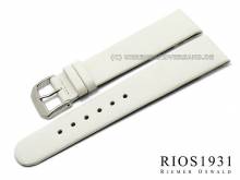 Uhrarmband Diplomat Clip XS 18mm fester Steg weiß glatt echt Leder RIOS (Schließenanstoß 16 mm)