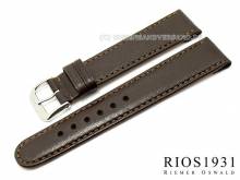 Watch strap Arizona Clip 18mm fixed bars dark brown stitched RIOS (width of buckle 16 mm)