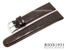 Watch strap Argentina Clip 18mm fixed bars d. brown allig. grain RIOS (width of buckle 16 mm)