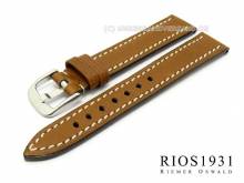Watch band Oxford 18mm brown RIOS high quality leather smooth stitching (width of buckle 16 mm)