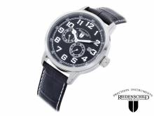 Automatic watch stainless steel silver face black leather strap from RIEDENSCHILD (*RS*HU*)