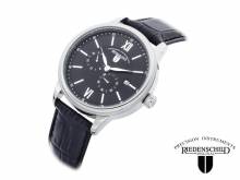 Automatic watch stainless steel silver face black leather strap from RIEDENSCHILD (*RS*HU*)