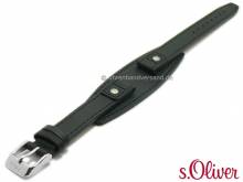 Original Ersatz-Uhrenarmband s.Oliver 12mm schwarz Leder mit Lederunterlage für SO-1306-LQ etc.