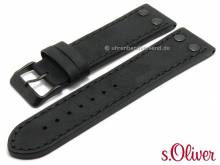 Original Ersatz-Uhrenarmband s.Oliver 24mm schwarz Leder glatt matt für SO-2976-LQ** etc.