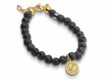 Schmuck-Armband Lavastein/Edelstahl goldfarben bis Verschluß Edelstahl goldfarben von CEM - Bandlänge ca. bis 22cm