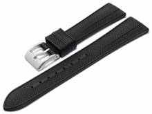 Uhrenarmband 20mm schwarz Premium-Rubber (FKM) Carbon-Look mit EASY-CLICK-Stegen (Schließenanstoß 16 mm)