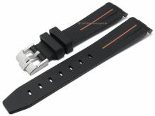 Watch strap 20mm black/orange rubber with curved ends suitable for MOONSWATCH, OMEGA, ROLEX a.o. (width of buckle 18 mm)