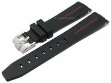 Watch strap 20mm black/red rubber with curved ends suitable for MOONSWATCH, OMEGA, ROLEX a.o. (width of buckle 18 mm)