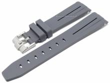 Watch strap 20mm grey/black rubber with curved ends suitable for MOONSWATCH, OMEGA, ROLEX a.o. (width of buckle 18 mm)