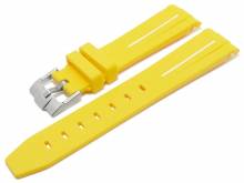 Watch strap 20mm yellow/white rubber with curved ends suitable for MOONSWATCH, OMEGA, ROLEX a.o. (width of buckle 18 mm)