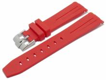 Watch strap 20mm red rubber with curved ends suitable for MOONSWATCH, OMEGA, ROLEX a.o. (width of buckle 18 mm)