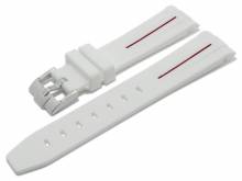 Watch strap 20mm white/red rubber with curved ends suitable for MOONSWATCH, OMEGA, ROLEX a.o. (width of buckle 18 mm)