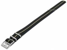 Uhrenarmband 22mm schwarz Nylon beiger Streifen Durchzugsband NATO-Style