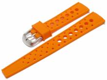 Watch strap 18mm orange silicone retro racing look with EASY-CLICK (width of buckle 14 mm)