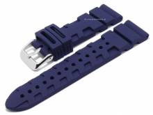 Watch strap 24mm dark blue silicone with structure matt (width of buckle 22 mm)