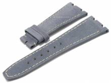 Uhrenarmband 27mm graublau Leder glatt helle Naht Spezialanstoß passend für AUDEMARS PIGUET (Schließenanstoß 18 mm)