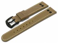 Uhrenarmband 24mm hellbraun Leder EASY-CLICK schwarze Nieten passend für TW Steel-Uhren u.a. (Schließenanstoß 22 mm)