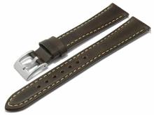 Uhrenarmband XL 18mm dunkelbraun Leder Vintage-Look mit Schnellwechselstegen (Schließenanstoß 16 mm)