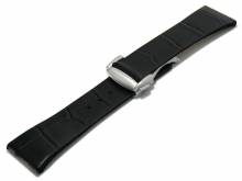 Watch strap 23mm black leather alligator grain with clasp suitable for OMEGA Constellation