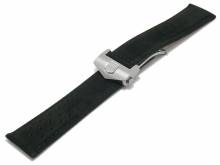 Uhrband 22mm schwarz Leder velourartig Lochmuster Faltschließe pass. für TAG Heuer Carrera u.a. Uhren (Schließe 20 mm)