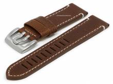 Uhrenarmband 23mm mittelbraun Leder genarbt helle Naht passend für LUMINOX u.a. Uhren