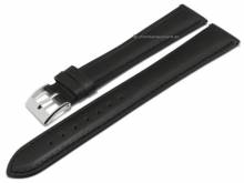 Uhrenarmband XXL 20mm schwarz Leder glatt abgenäht mit EASY-CLICK (Schließenanstoß 18 mm)