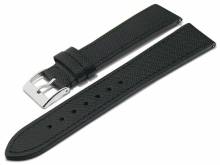 Uhrenarmband 23mm schwarz Leder Saffiano-Struktur abgenäht mit Schnellwechselstegen (Schließenanstoß 20 mm)