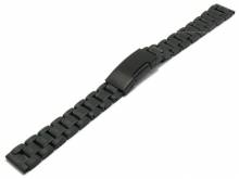 Uhrenarmband 14mm schwarz Edelstahl massiv teilweise poliert mit Faltschließe