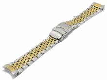 Watch strap 22mm bicolor stainless steel massiv curved ends partly polished suitable for SEIKO etc.