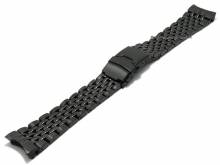 Watch strap 22mm black stainless steel massiv curved ends partly polished suitable for SEIKO etc.