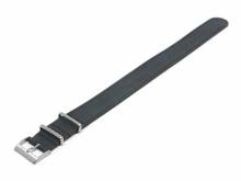 Uhrenarmband 21mm schwarz Leder Vintage-Look abgenäht Durchzugsband NATO-Style