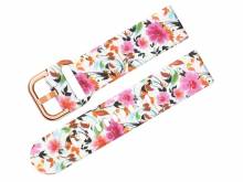 Watch strap 20mm white silicone floral motifs EASY-CLICK for SAMSUNG Galaxy Watch Active2 etc. (width of buckle 20 mm)