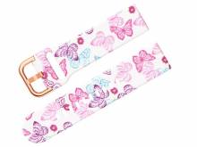 Watch strap 20mm white silicone butterfly motifs EASY-CLICK SAMSUNG Galaxy Watch Active2 etc. (width of buckle 20 mm)