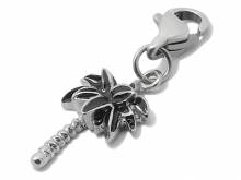 Dekorativer Charm-Anhänger Palm Tree silber/schwarz Edelstahl mit Karabinerhaken 