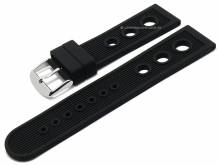 Watch strap 22mm black silicone racing look matt by STAILER (width of buckle 20 mm)