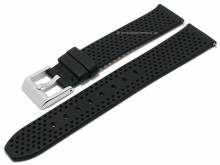 Uhrenarmband Flex Perfo 22mm schwarz HORWEEN-Leder mit EASY-CLICK von STAILER (Schließenanstoß 20 mm)
