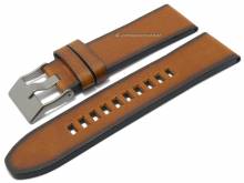 Watch strap 26mm light brown leather vintage look without stitching suitable for DIESEL (width of buckle 24 mm)