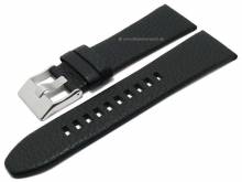 Watch strap 27mm black leather grained matt without stitching suitable for DIESEL (width of buckle 24 mm)