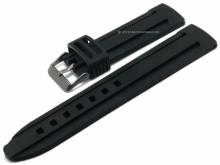 Original Ersatz-Uhrenarmband 22mm schwarz Silikon mit 2 Längsnuten von s.Oliver (Schließenanstoß 20 mm) 