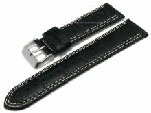 Original Ersatz-Uhrenarmband 24mm schwarz Leder Alligator-Prägung helle Doppelnaht von s.Oliver 