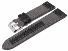 Original Ersatz-Uhrenarmband 22mm schwarz/grau Leder/Textil abgenäht von s.Oliver 