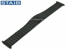 Uhrenarmband 22-28mm schwarz Edelstahl massiv poliert mit Teleskop-Anstoß Butterfly-Faltschließe von STAIB