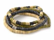 (Schmuck-) Armband-Set 5-teilig Kokosnuss grün/beige/schwarz von LUCLEON - Bandlänge ca. 20cm