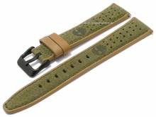 Uhrenarmband TIMBERLAND 20mm grün/hellbraun Leder Racing-Look Schnellwechsel-Federstege & Adapter für Apple 38/40 mm