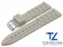 Basic watch strap 24mm grey silicone metal band look matt by TZEVELION (width of buckle 22 mm)