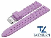 Basic watch strap 24mm purple silicone metal band look matt by TZEVELION (width of buckle 22 mm)