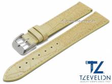 Watch strap 20mm beige leather alligator grain stitched by TZEVELION (width of buckle 18 mm)