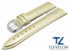 Watch strap 22mm golden leather smooth metallic effect stitched by TZEVELION (width of buckle 20 mm)