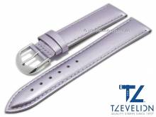 Watch strap 22mm light purple leather smooth metallic effect stitched by TZEVELION (width of buckle 20 mm)