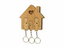 Schlüsselbrett mit 3 Schlüsselanhängern - Familie mit Tochter aus Holz
